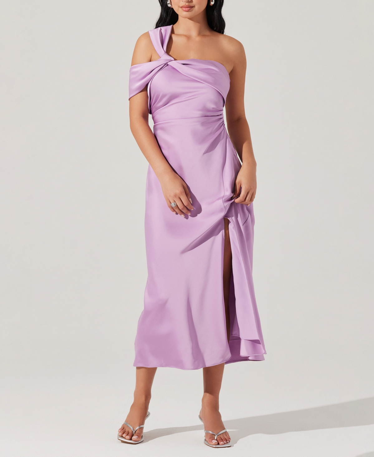 Astr The Label Cersei Satin Midi Dress In Purple