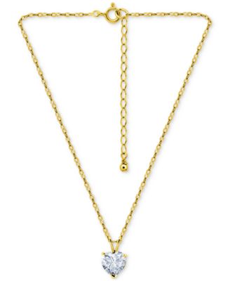 Cubic Zirconia Heart Pendant Necklace in 18k Yellow Gold over Sterling Silver (also in Sterling Silver), 16" + 2" extender, Exclusively at Macy's 