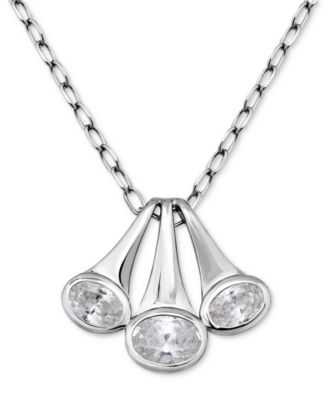 Cubic Zirconia Triple Horn Pendant Necklace in 18k Gold-Plated Sterling Silver