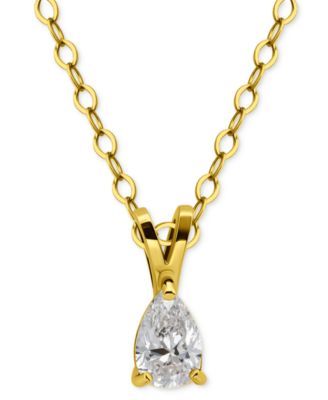 Giani Bernini - Cubic Zirconia Pear Solitaire Pendant Necklace, 16" + 2" extender