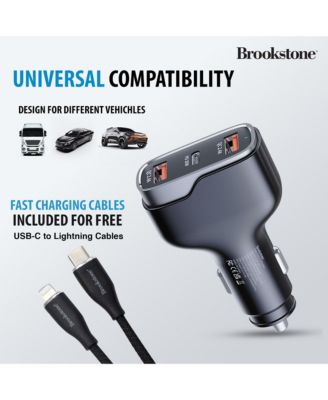 Tripple Port PD 50 Watt Rapid Car Charger and 4FT Lightning Cable Charging Kit