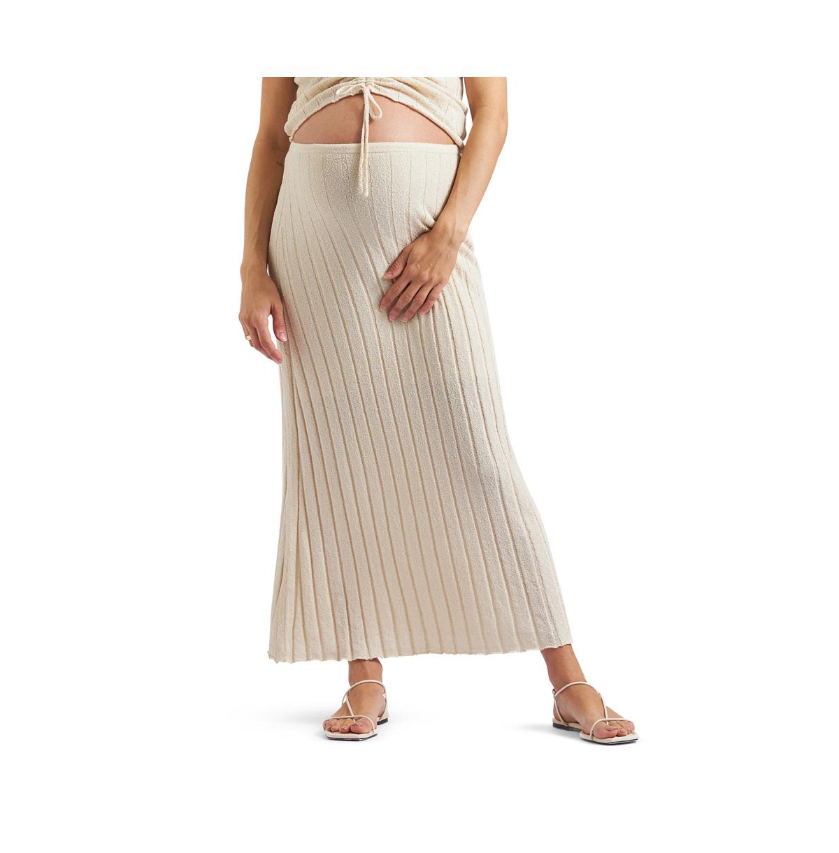 Maternity Ripe Charli Rib Knit Skirt - Stone