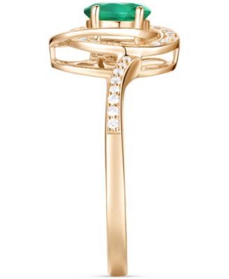 Emerald (3/8 ct. t.w.) & Diamond (1/6 ct. t.w.) Oval Swirl Ring in 14k Gold (Also in Ruby & Sapphire)
