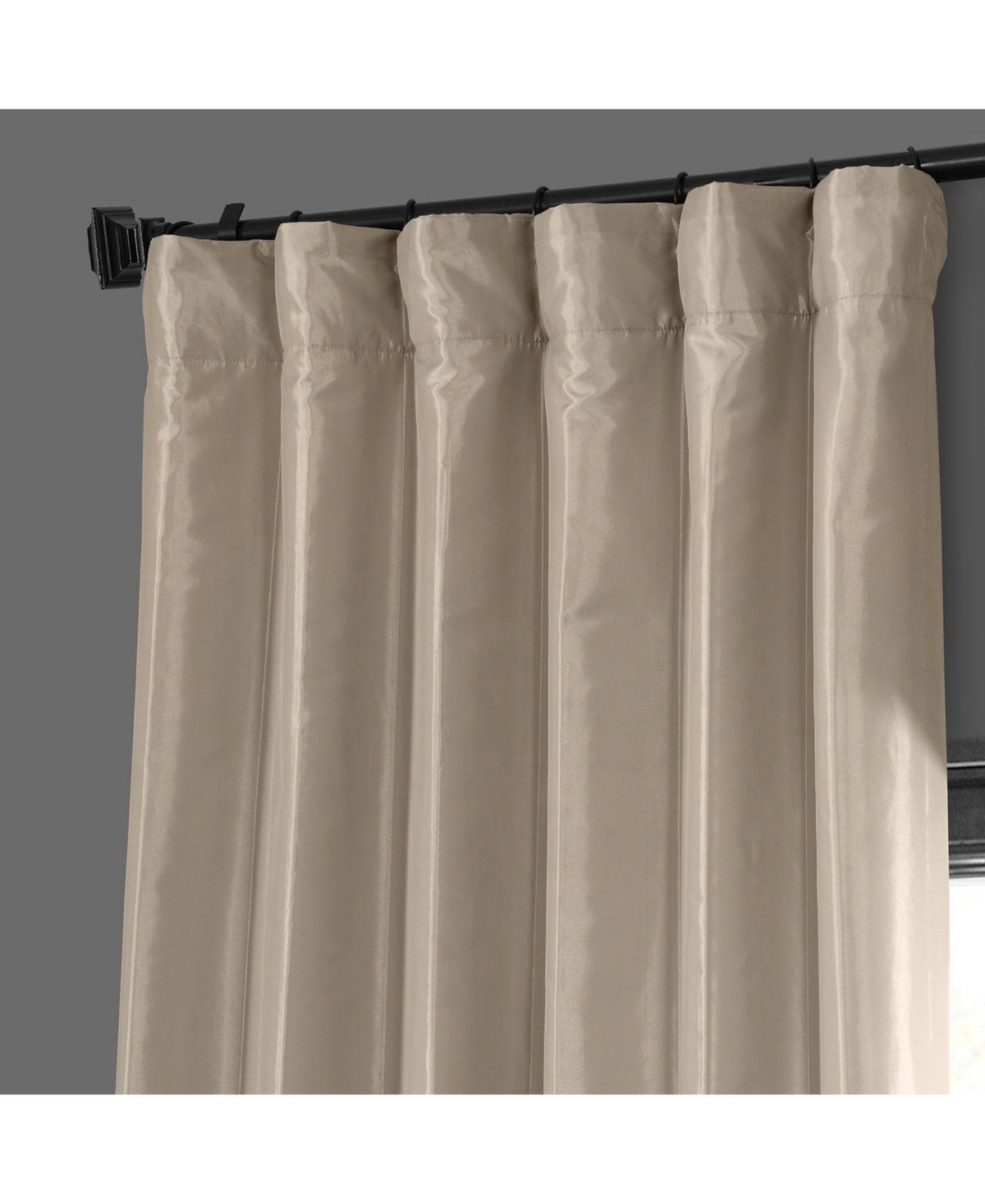 Half Price Drapes Antique Beige Faux Silk Taffeta Blackout Curtain In Multi