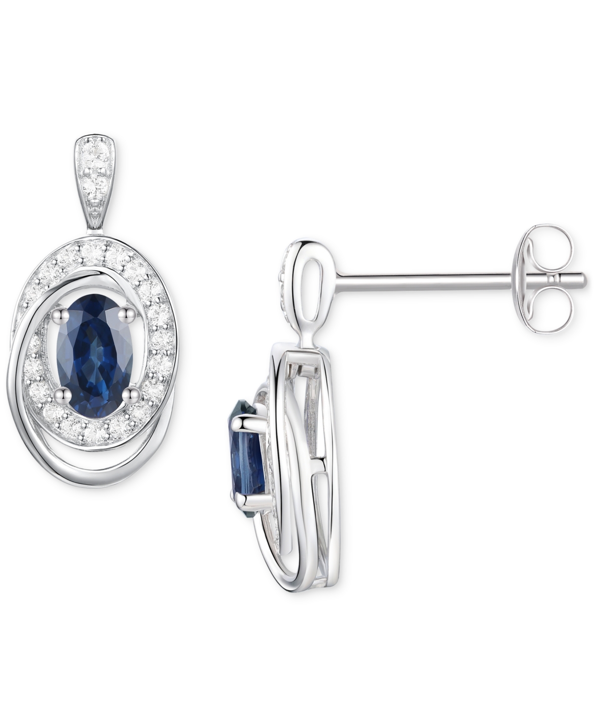 Macy's Emerald (3/8 Ct. T.w.) & Diamond (1/5 Ct. T.w.) Oval Swirl Drop Earrings In 14k Gold (also In Ruby &