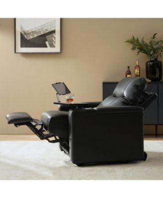 Modern Lothaire Genuine Leather Power Recliner with Adjustable Power Headrest