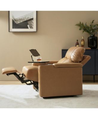 Modern Lothaire Genuine Leather Power Recliner with Adjustable Power Headrest