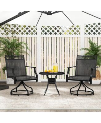 Patio Swivel Dining Chairs Set of 2 with Heavy-duty Metal Frame and Armrests
