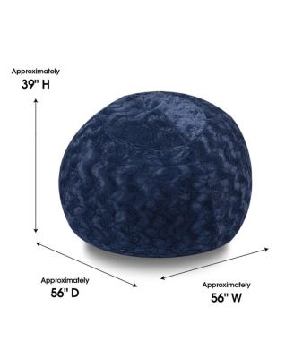 5ft Faux Fur Bean Bag Chair for Adults and Kids, Washable Cover, Memory Foam Lounger for Bedroom or Living-The Pop Home