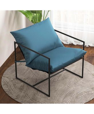 2PCS Sling Accent Chairs Metal Framed Armchairs with Removable Sponge Cushions