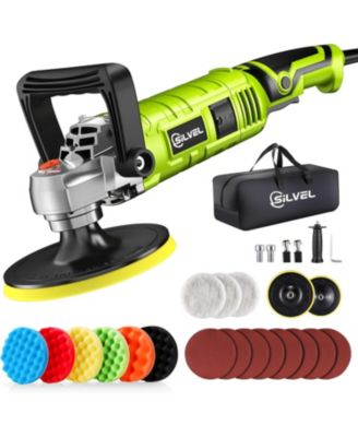 Buffer Polisher, 1600W 7 Inch/6 Inch Polisher for Car Detailing, Wax Machine, 7 Variable Speed, with 6 Foam Pads, 3 Wool Pads, Packaging Bag, for Boat Polishing and Waxing
