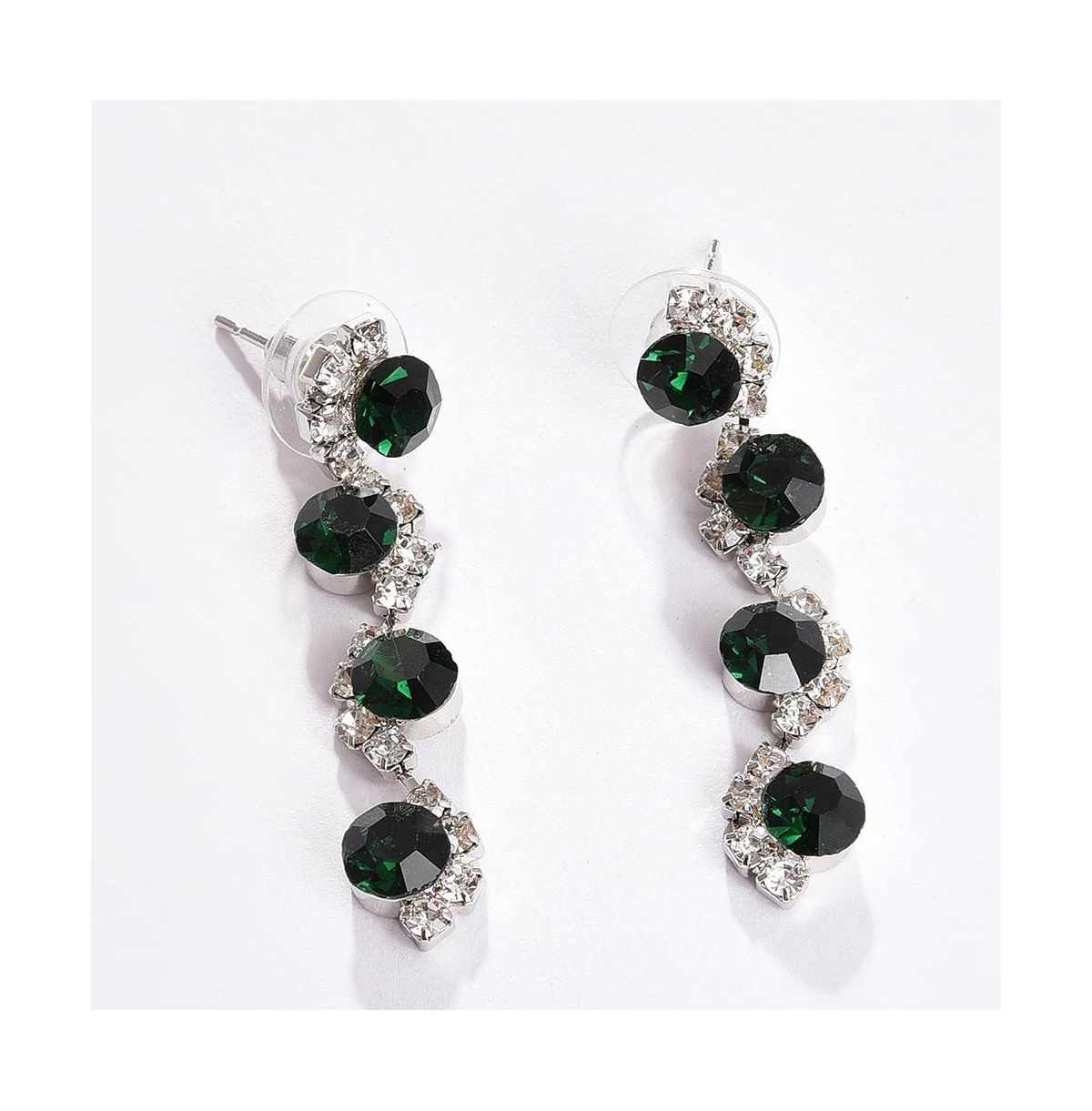 Sohi Women's Silver Plated Designer Stone Jewellery Set In Green
