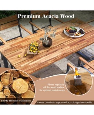 7 Piece Patio Dining Set 69'' Rectangle Table w/ 6 Stackable Chairs