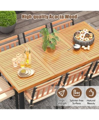 9 PCS Patio Dining Set w/ Soft Cushions and 1.9'' Umbrella Hole for Garden