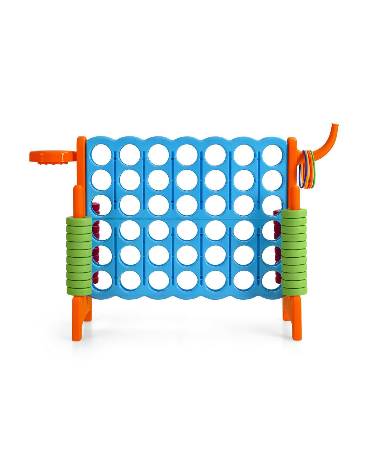 Детские игрушки Gymax 2.5Ft 4-to-Score Giant Game Set Basketball Hoop Ring Game Indoor and Outdoor, цвет: Оранжевый — фото 9