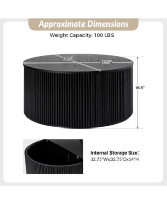 35.4" Wooden Lance Round Coffee Table