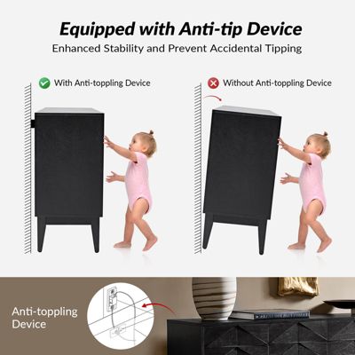 Dennis Mid-Century Modern 63"Wide 4 Door Sideboard with Adjustable Shelves