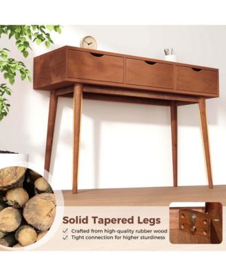 Writing Desk 48" Computer Desk Mid Century Modern Work Table with 3 Drawers