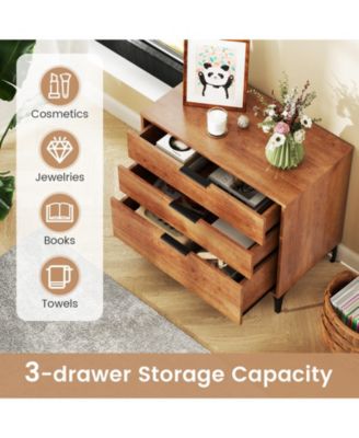 3-Drawer Dresser with Interlock System – Modern Storage for Bedroom or Living Room Organization