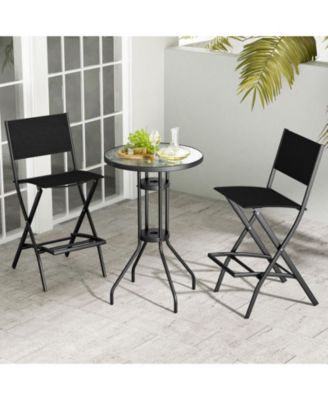 Folding Bar Stools Set of 2 Backrest Humanized Footrest