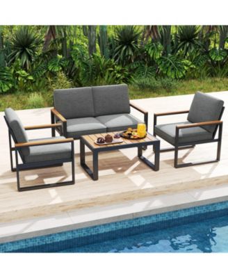 Patio Aluminum Sofa Modern Armchairs Set of 2 for Balcony