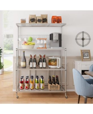 4-Tier Bakers Rack on Wheels with Adjustable Shelves