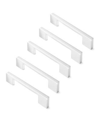 5 Pack Solid Kitchen Cabinet Pulls Handles (3-5/8" Hole Centers) - Modern Thin Profile Drawer/Door Hardware - Style M255 - Polished Chrome