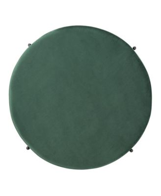 Lisbon Round Cocktail Ottoman with Velvet Upholstery and Matte Black Metal Legs – 31.5" Diameter