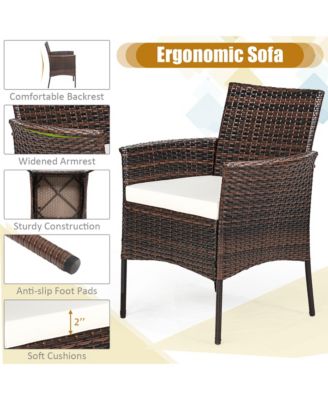 5PCS Rattan Patio Dining Table Set Outdoor Furniture Set w/ 4 Seat Cushions