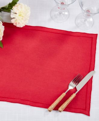 Stonewashed Overlock Linen Edge Placemats, 14" x 20"