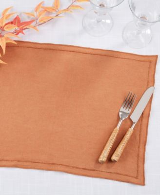 Stonewashed Overlock Linen Edge Placemats, 14" x 20"