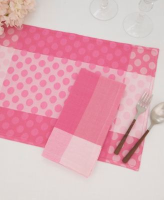 Playful Polka Dot Cotton Placemats and Napkins, Set of 8