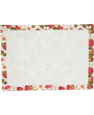 Breezy Juicy Strawberry Cotton Placemats, 14" x 20", Set of 4