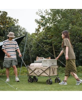 Collapsible Beach Wagon with Big Wheels, Utility Foldable Grocery Cart Heavy Duty, Portable Folding Wagon Cart with Wheel for Camping