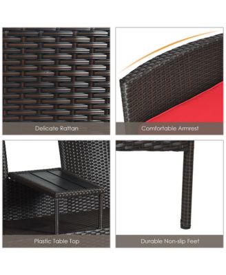 Patio Rattan Loveseat Sofa Cushioned Coffee Table