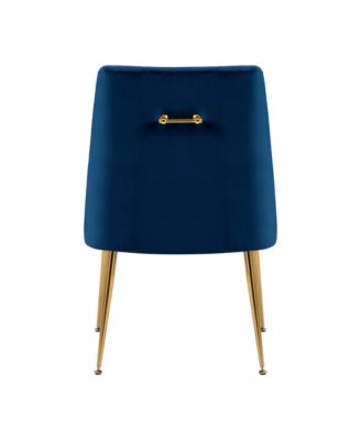 Modern Velvet Upholstered Dining Chairs Set of 2, Mid Century Side Chairs with 5.12” Cushions and Back Pull Rod for Kitchen, Living Room