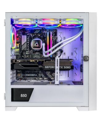 SET Liquid Cooled Gaming Desktop Computer, AMD Ryzen 9 9900X 4.4GHz, 32GB RAM, 2TB SSD, NVIDIA GeForce RTX 5080 16GB, Windows 11 Home, White