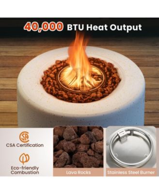 Round Terrazzo Propane Gas Fire Pit with Hideaway Tank Holder and Lava Rocks