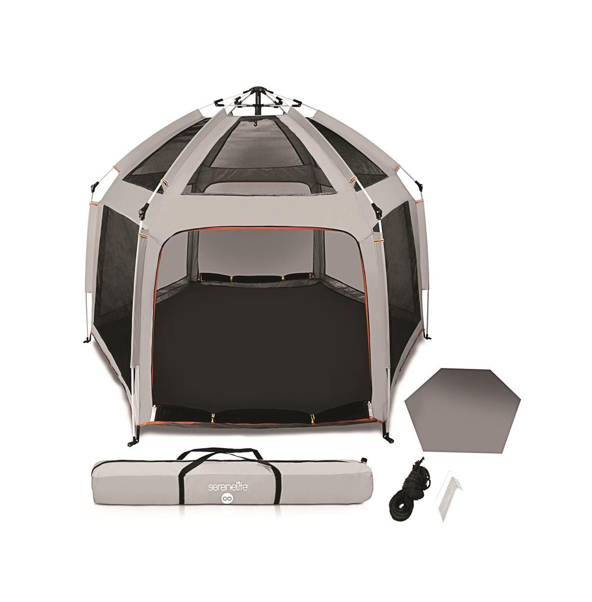 SereneLife Portable & Foldable Playpen with Padded Mattress, Gray