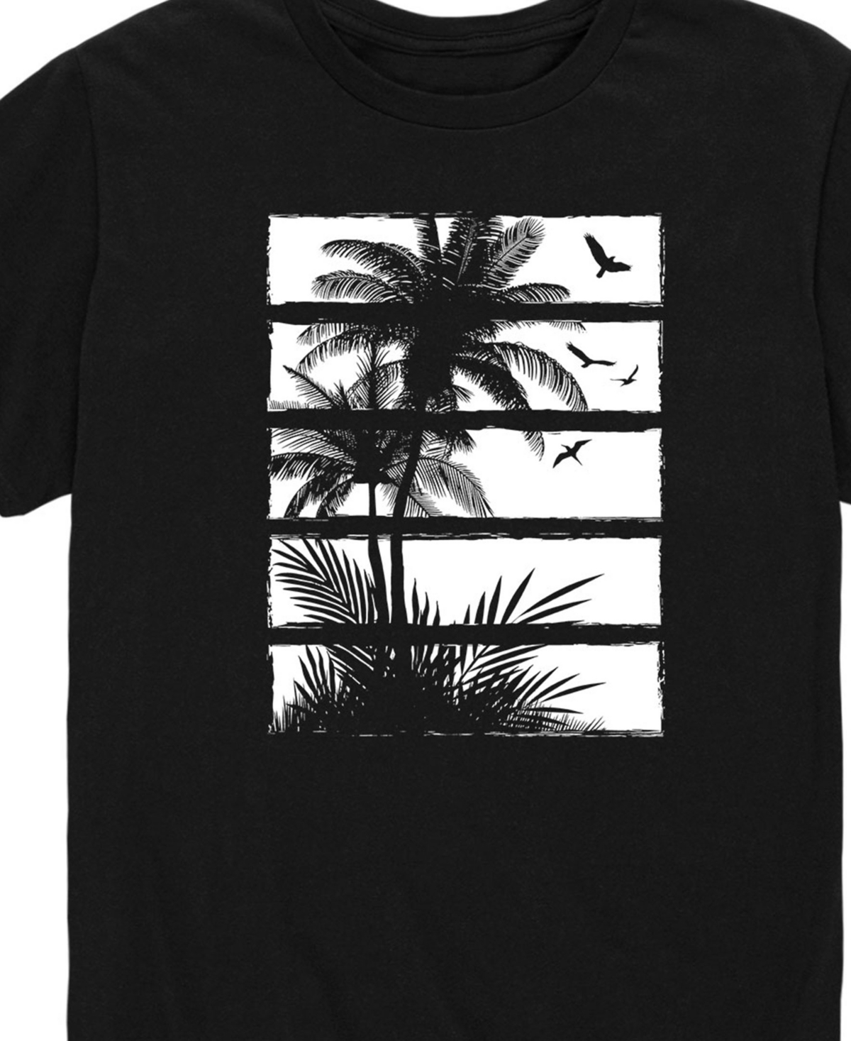 Airwaves Men's Palm Tree Panels Short Sleeve T-shirt In Black