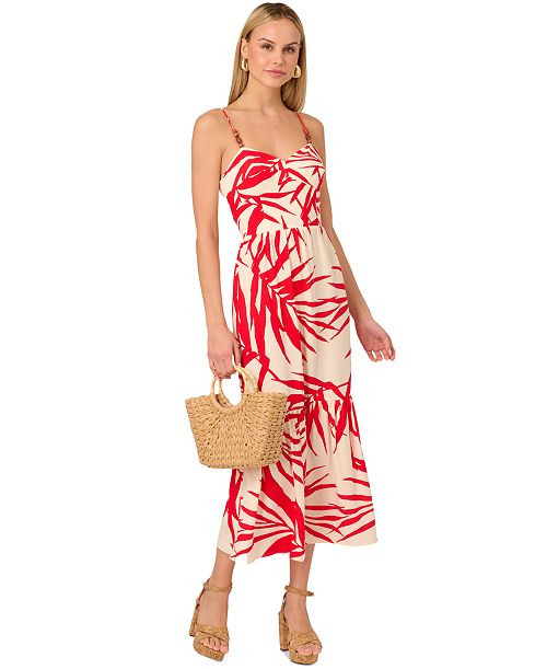 alfani Adrianna by Adrianna Papell Printed Sleeveless Midi Dress Women's Fashion Shoes & Accessories