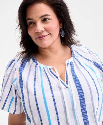 Plus Size Printed Flutter-Sleeve Top, Exclusively at Macy's 
