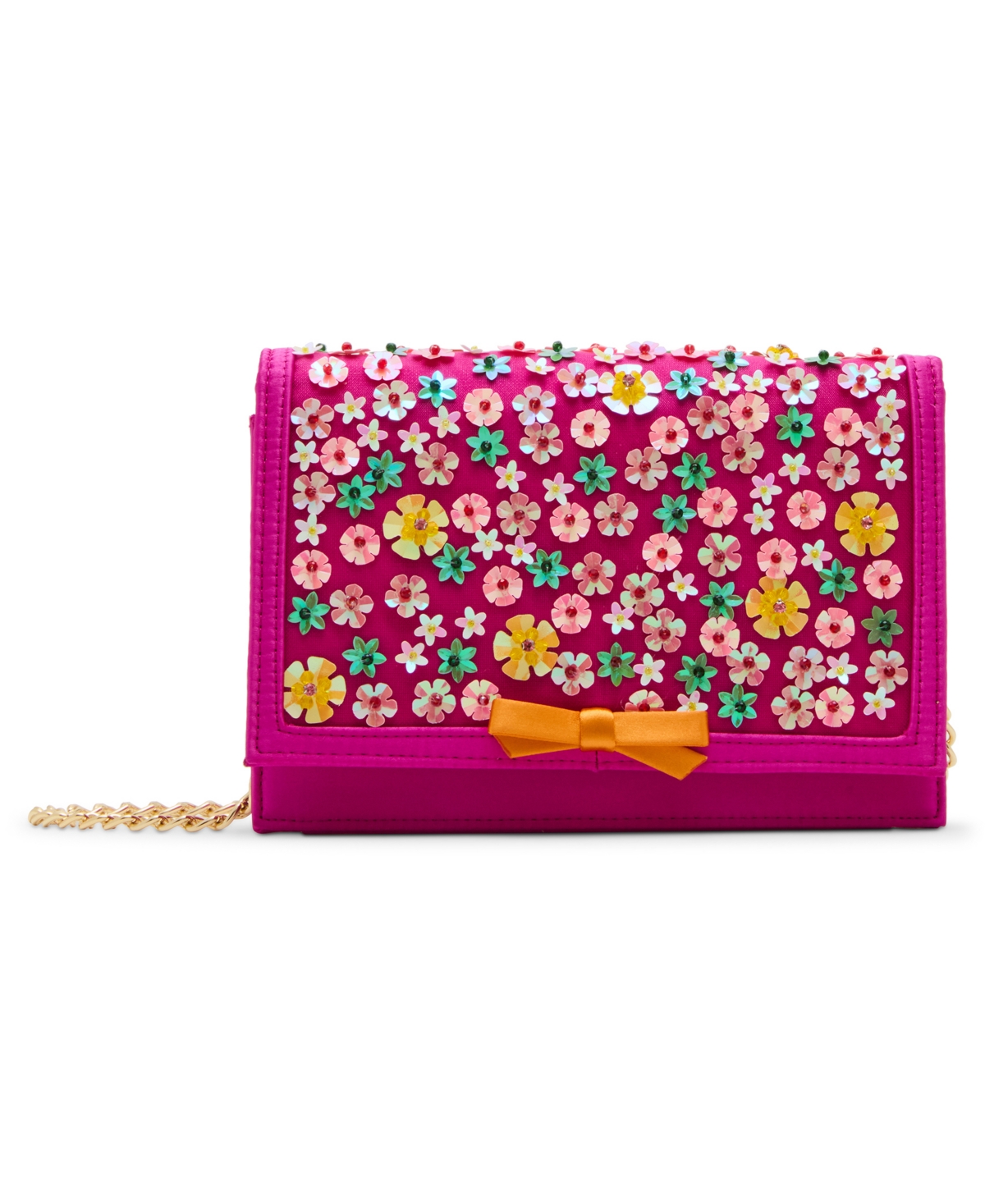 Confetti Floral Sparkler Small Crossbody Bag - Fuchsia