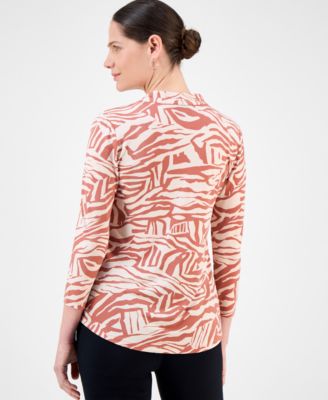 Women's Printed V-Neck 3/4-Sleeve Top, Exclusively at Macy's