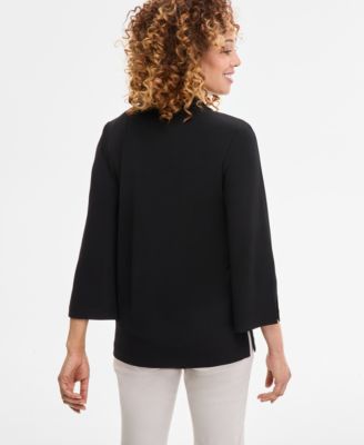 売れ筋商品|||ジェイエムコレクション カットソー トップス レディース Petite Geo-Print Johnny-Collar Tunic, Exclusively at Macy's Deep Black JM Collection Petite Johnny-Collar Tunic, Exclusively at