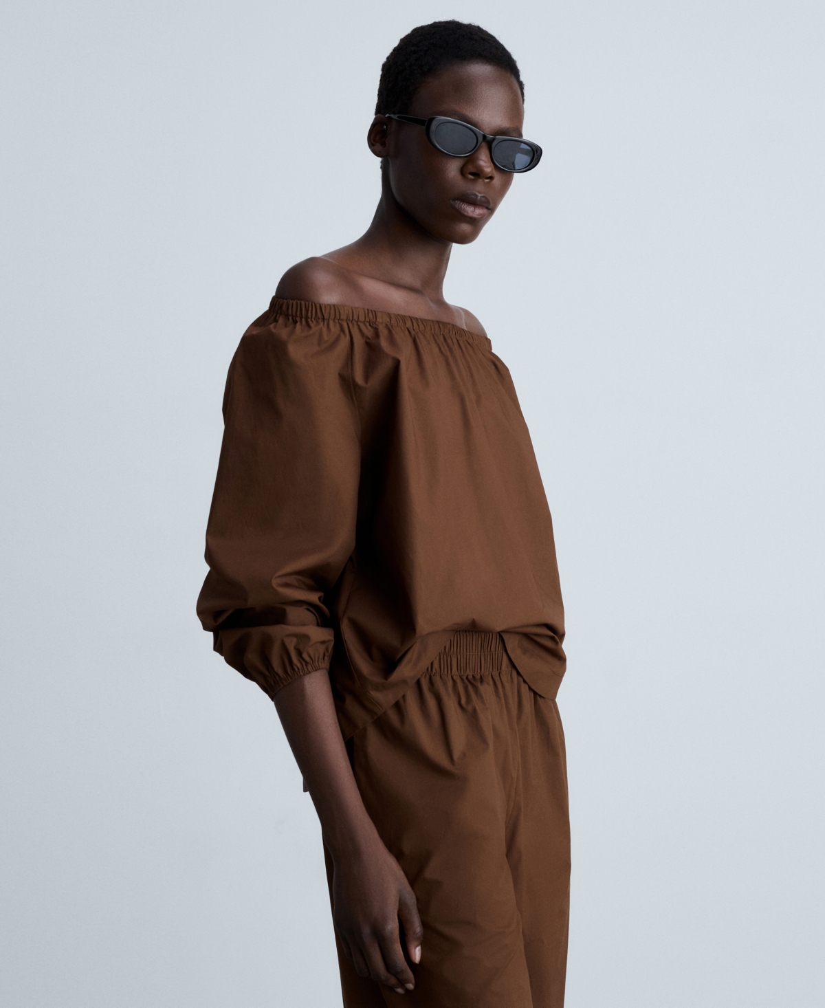 Mango Cotton Wide Leg Pants In Brown