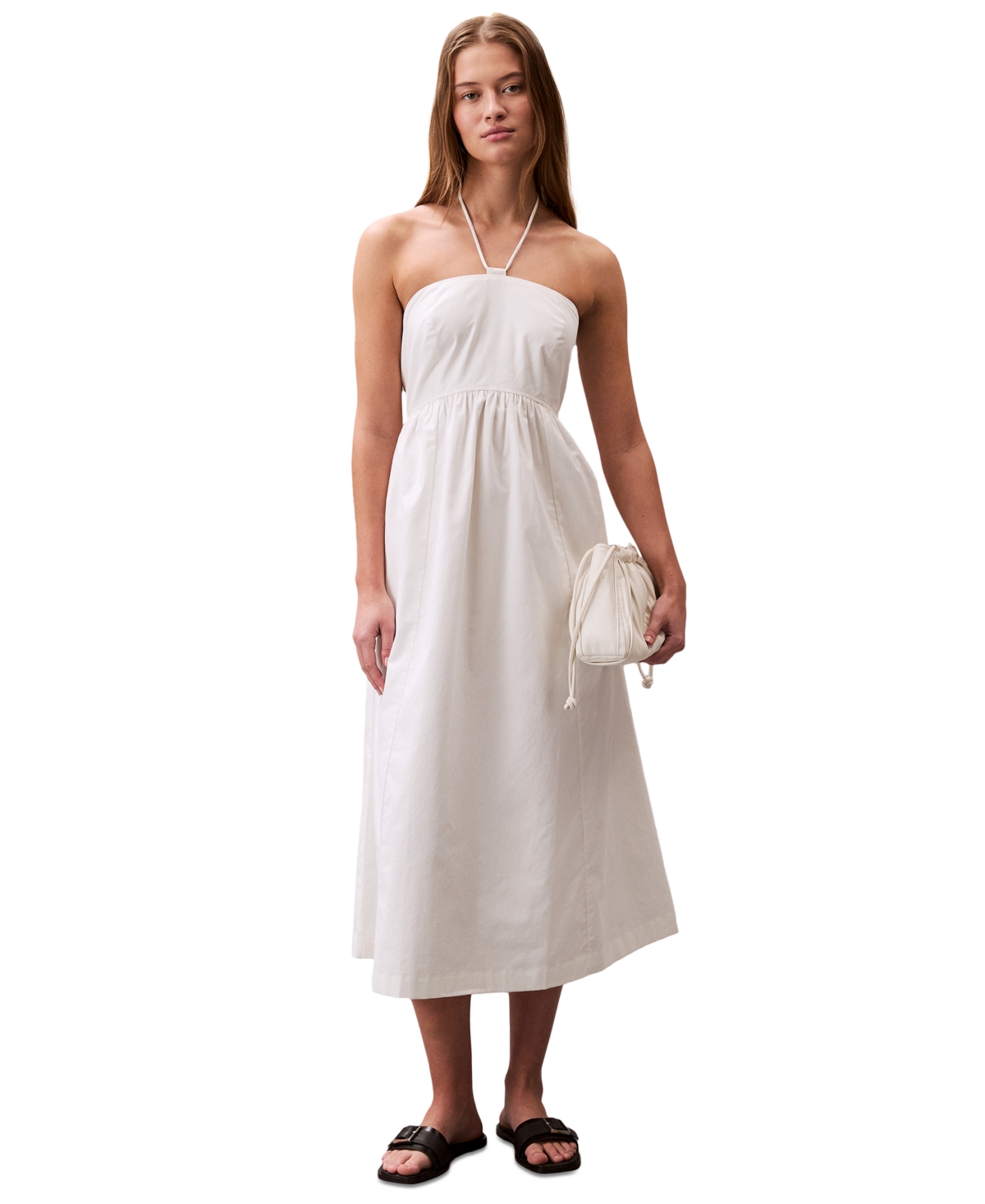Women's Cotton Twill Halter Dress - Blanc De Blanc