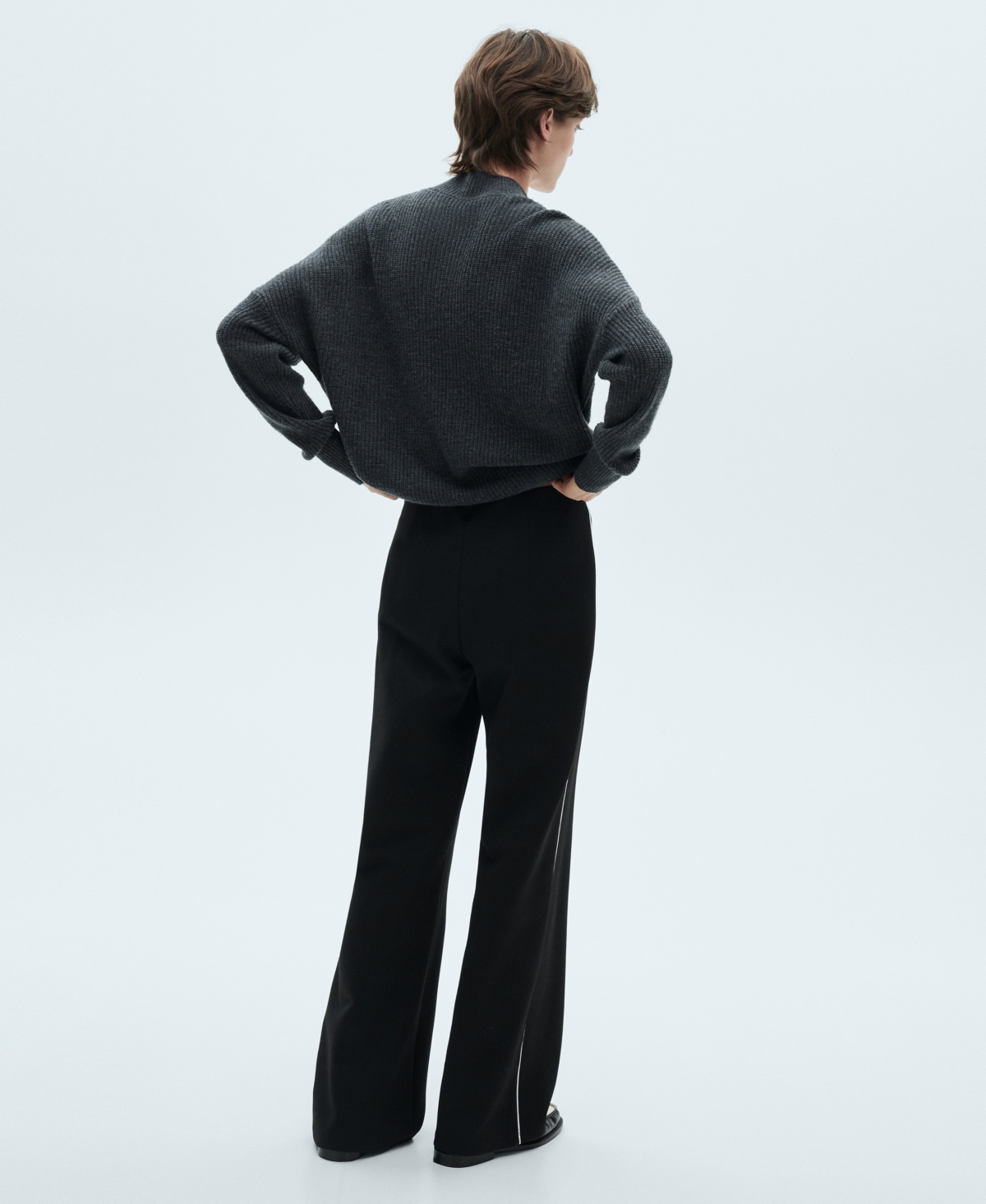 Shop Mango Women's Contrasting Stripes Knitted Pants In Black