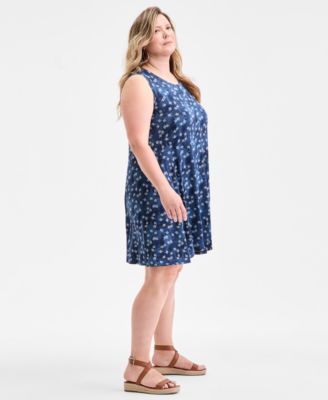 Plus Size Printed Sleeveless Flip Flop Dress, Exclusively at Macy's