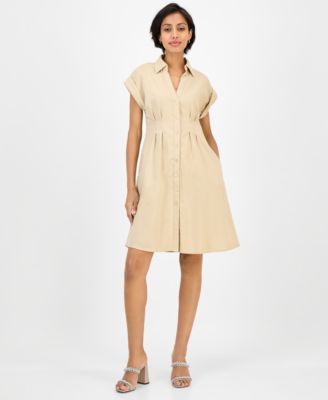 julia jordan - Women's Pintuck-Waist Shirtdress
